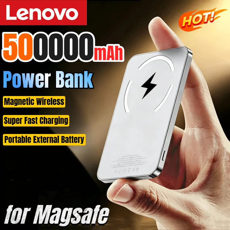 Magnetic 10,000mAh power bank attached to the back of a phone