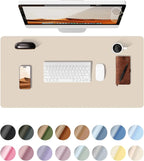 Large PU leather desk mat under a keyboard and mouse
