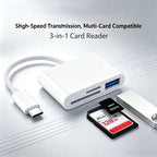 3-in-1 USB-C card reader with SD, microSD and USB slots