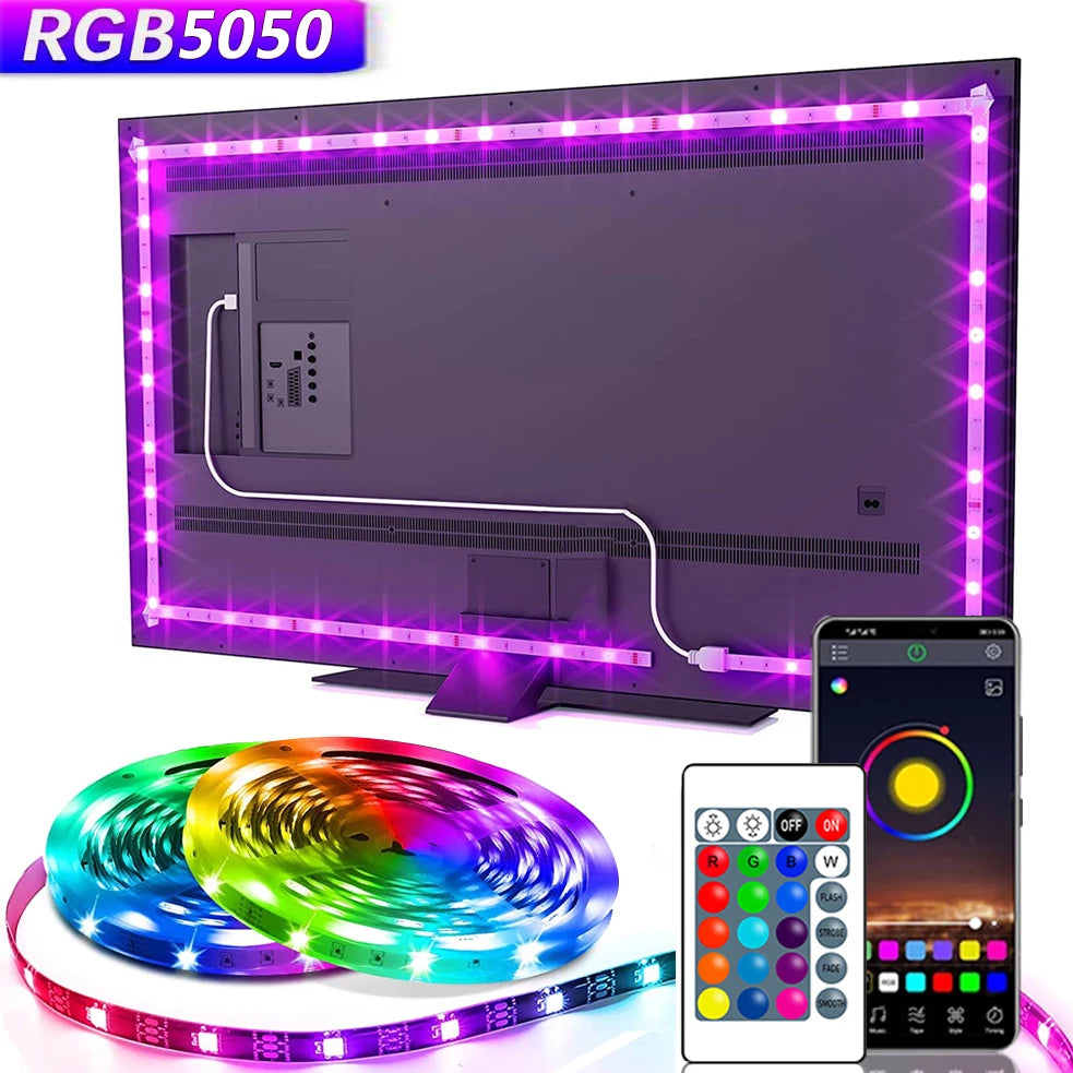 RGB LED backlight strip glowing behind a TV