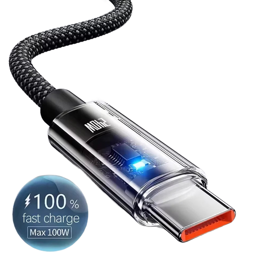 240W braided USB-C fast-charging cable with LED power display